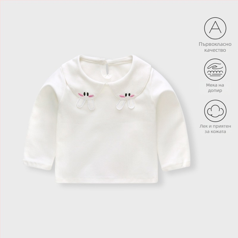 Детска тениска унисекс, дълъг ръкав, кръгла яка, 90% памук, корейски стил