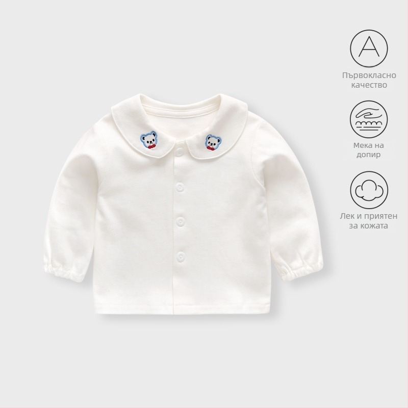 Детска тениска унисекс, дълъг ръкав, кръгла яка, 90% памук, корейски стил