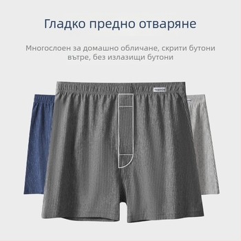 Мъжки памучни боксерки на райета, дишаща плетена тъкан, средна талия, 95–100% памук, плътност на тъканта 40