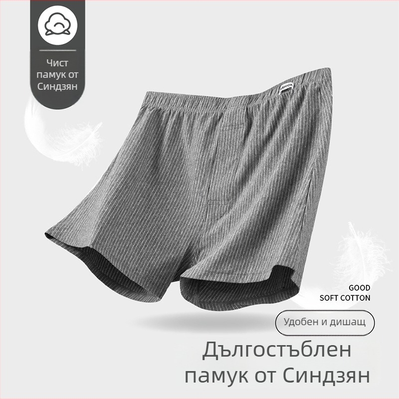 Мъжки памучни боксерки на райета, дишаща плетена тъкан, средна талия, 95–100% памук, плътност на тъканта 40