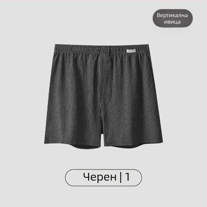 Мъжки памучни боксерки на райета, дишаща плетена тъкан, средна талия, 95–100% памук, плътност на тъканта 40