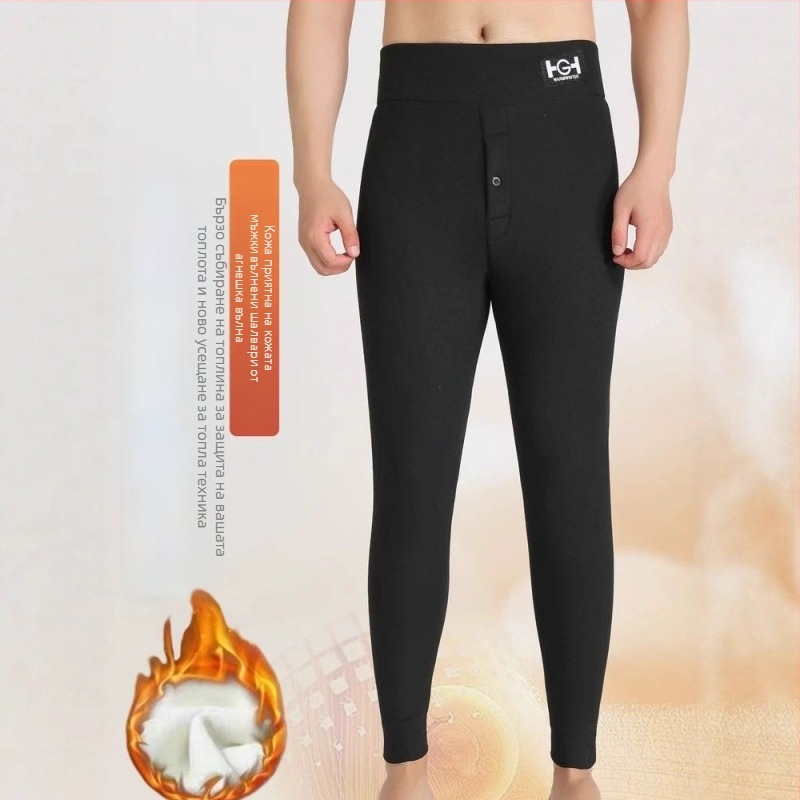 Унисексови панталони от полиестер с велурена подплата, висока талия, тънък силует, запазват топлината, умерена плътност (181-200 г/м²)