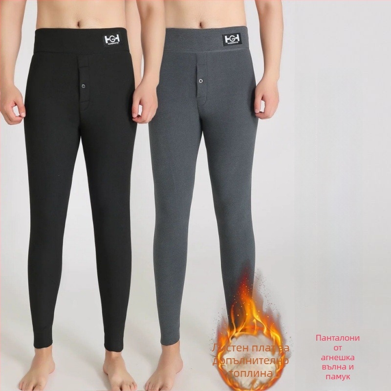 Унисексови панталони от полиестер с велурена подплата, висока талия, тънък силует, запазват топлината, умерена плътност (181-200 г/м²)