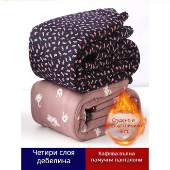 Термични панталони от Chenille памук за възрастни жени, висока талия, тясна кройка за есенно-зимния сезон