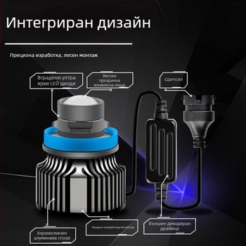 LED фар за мъгла с лазерна леща, алуминиево тяло, за H11, 12V, 20W, 6500K, LED 3030