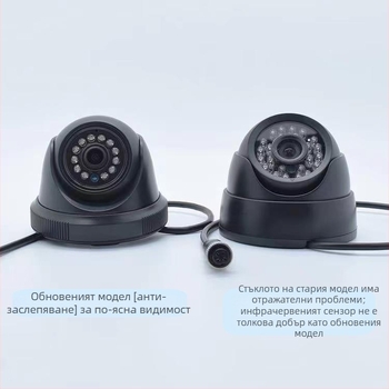 Автомобилна инфрачервена полусферична камера за четириканално наблюдение (1080P, AHD, 12-24V, 90° регулираем ъгъл, ABS корпус)