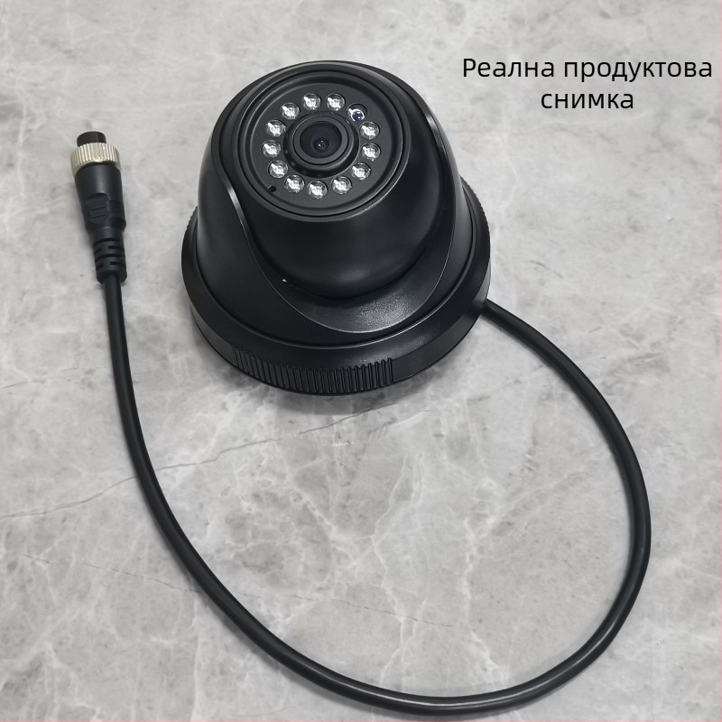 Автомобилна инфрачервена полусферична камера за четириканално наблюдение (1080P, AHD, 12-24V, 90° регулираем ъгъл, ABS корпус)