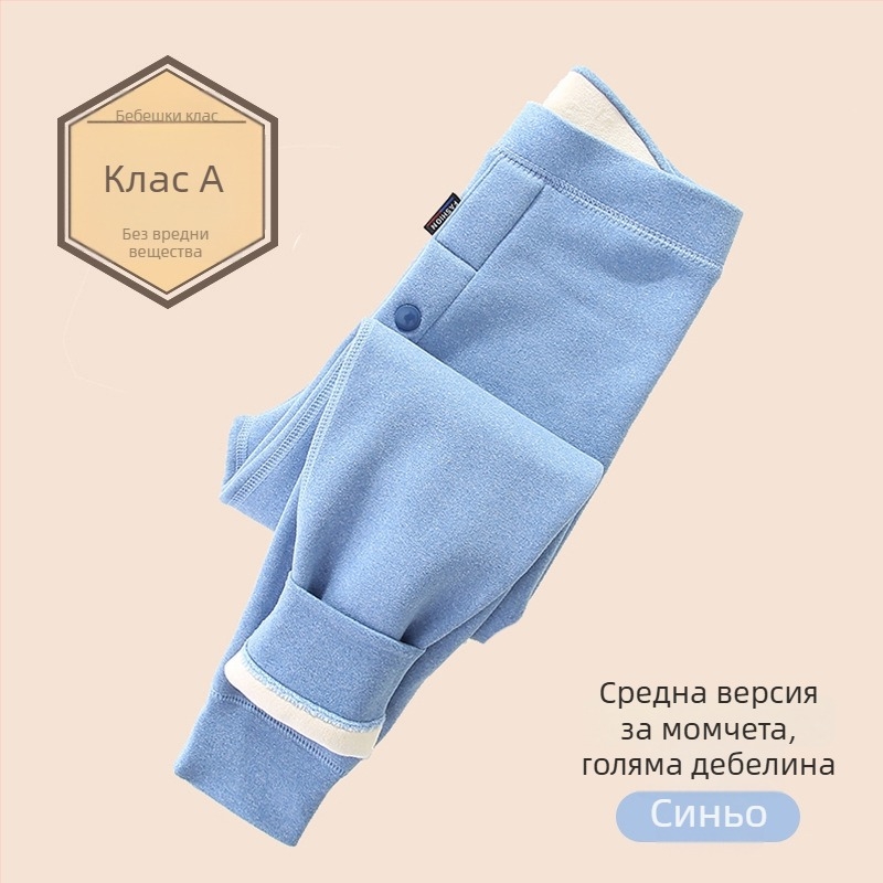 Зимни детски термални панталони, висока талия, памук, флисово подплата, за деца над 8 години