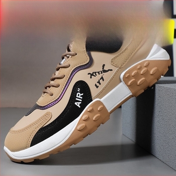 Мъжки спортни обувки за ежедневна употреба с дизайн на блоков модел, горна част от синтетична кожа, EVA стелка, подметка инжекционно формована, връзки