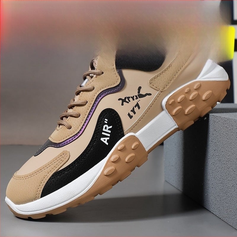 Мъжки спортни обувки за ежедневна употреба с дизайн на блоков модел, горна част от синтетична кожа, EVA стелка, подметка инжекционно формована, връзки