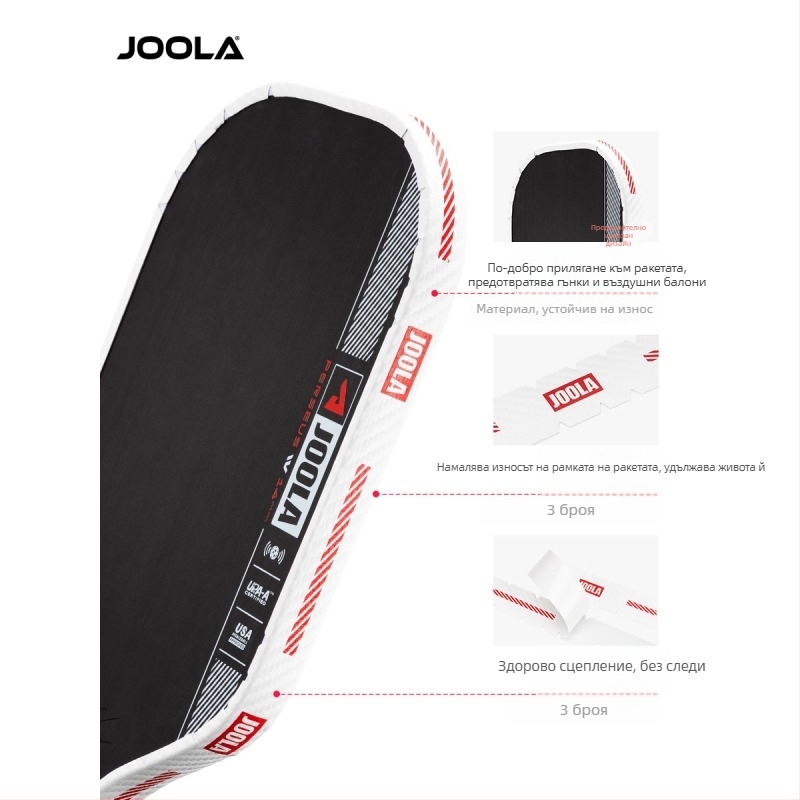 JOOLA Защитна лента за ръб на рамката на ракетата – износоустойчива, удароустойчива и против надраскване, за бадминтон и тенис