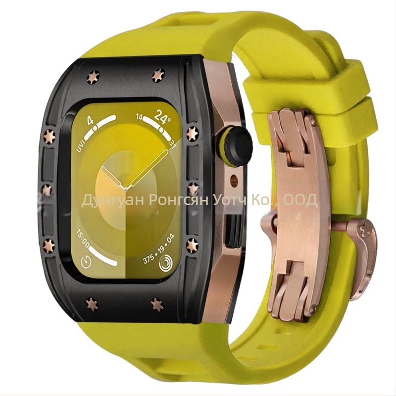Калъф за Apple Watch за серии 9/8/7/6, неръждаема стомана, закопчалка тип пеперуда, 44/45 мм