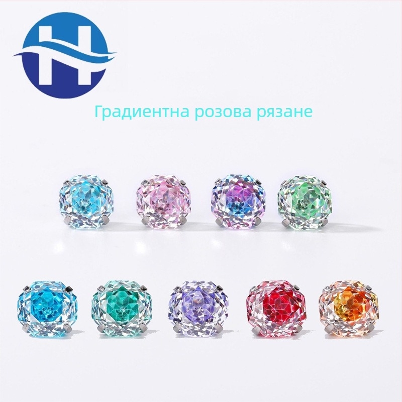 Титанови сплавни обеци с 5A циркони, розово-огранени циркони, геометрична форма, унисекс модни аксесоари