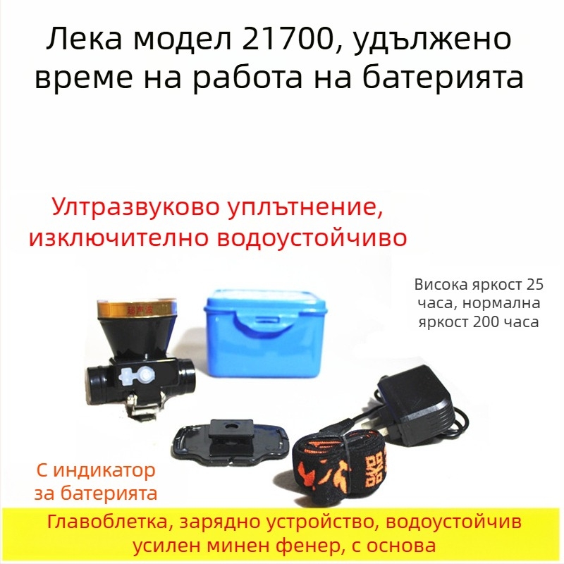 Експлозивоустойчив миньорски шлем с LED челна лампа — подземна употреба, зареждащо захранване, водоустойчив, обхват над 500 м