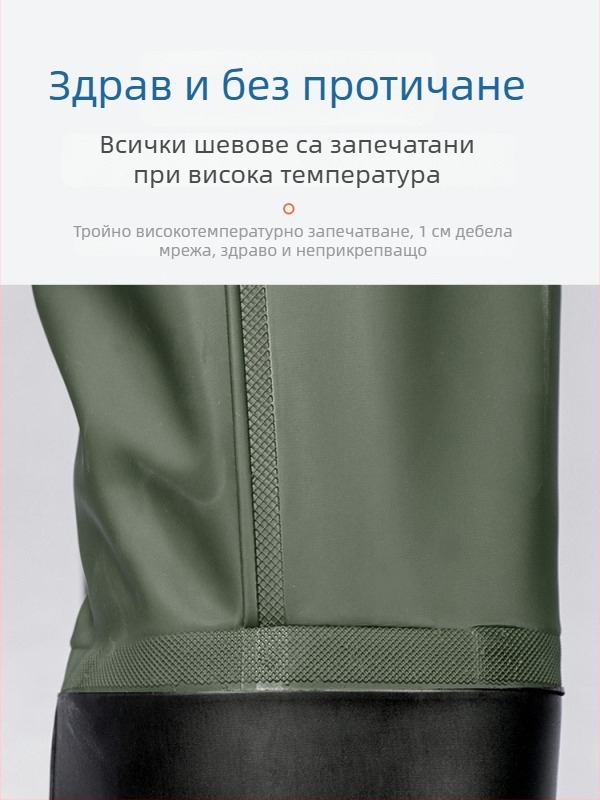 PVC риболовно облекло: водоустойчиви панталони за цялото тяло и дъждобран, 2 джоба, без жилетка
