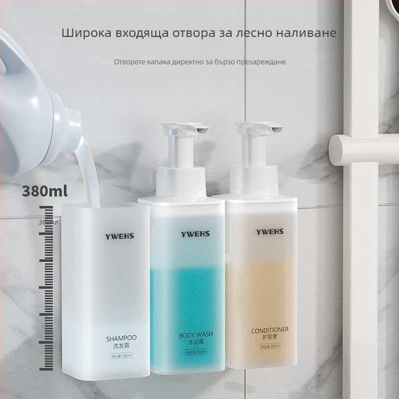 Стенно монтиран дозатор за сапун за хотелска баня – дозатор за пяна с помпа, ABS, 600 g, инжекционно формоване, стил светъл лукс