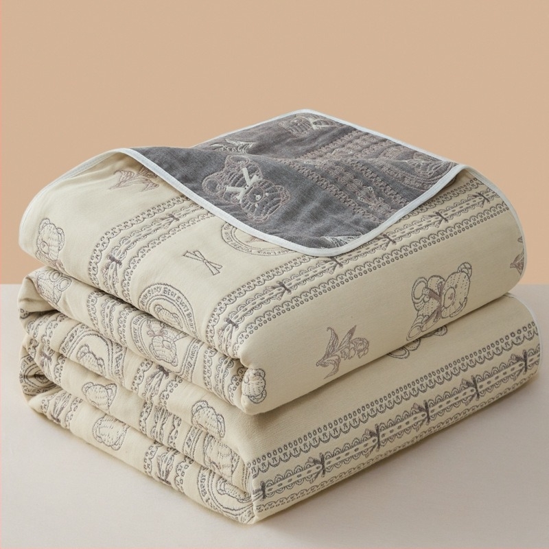 Хавлиено одеяло с шестслойна марля, 100% памук, за пролетно и есенно ползване, 1,1–1,5 кг