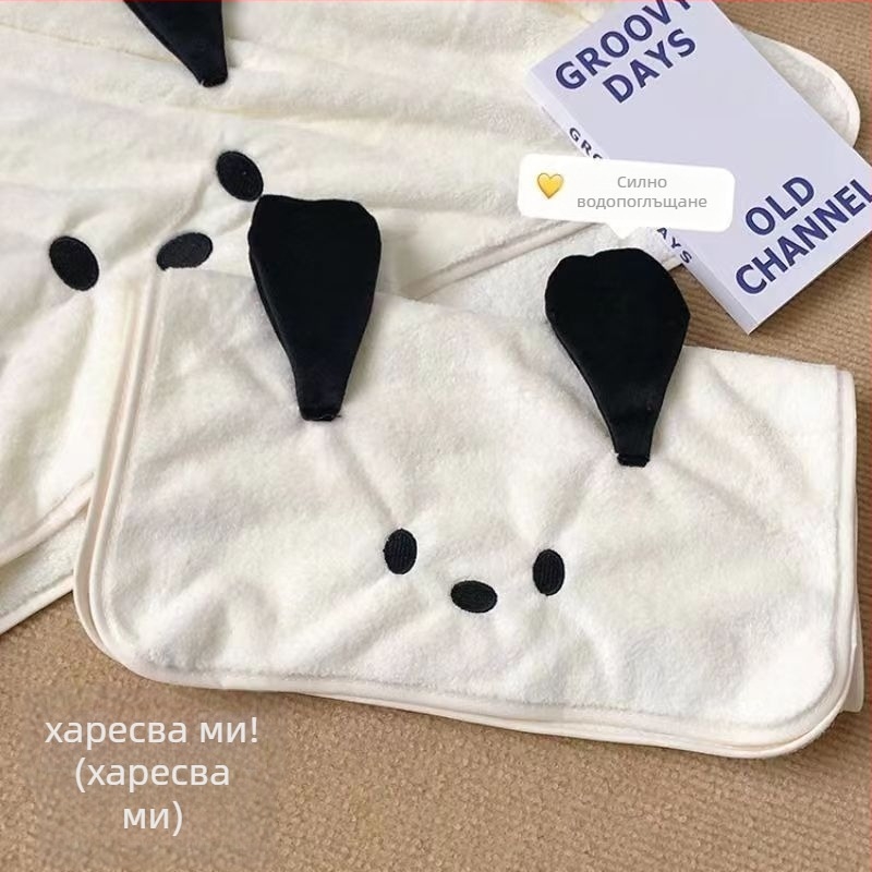 Комплект три кърпи за баня с коралов флис, 450 г и повече, абсорбиращ, включена шапка за сушене на коса