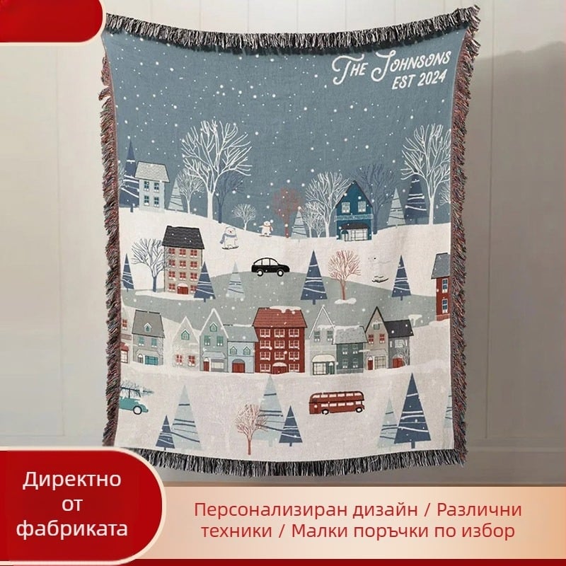 Декоративен гоблен покривало за диван, карикатурен дизайн, скандинавски стил, полиестер-памук, 1000–1499 г, по поръчка