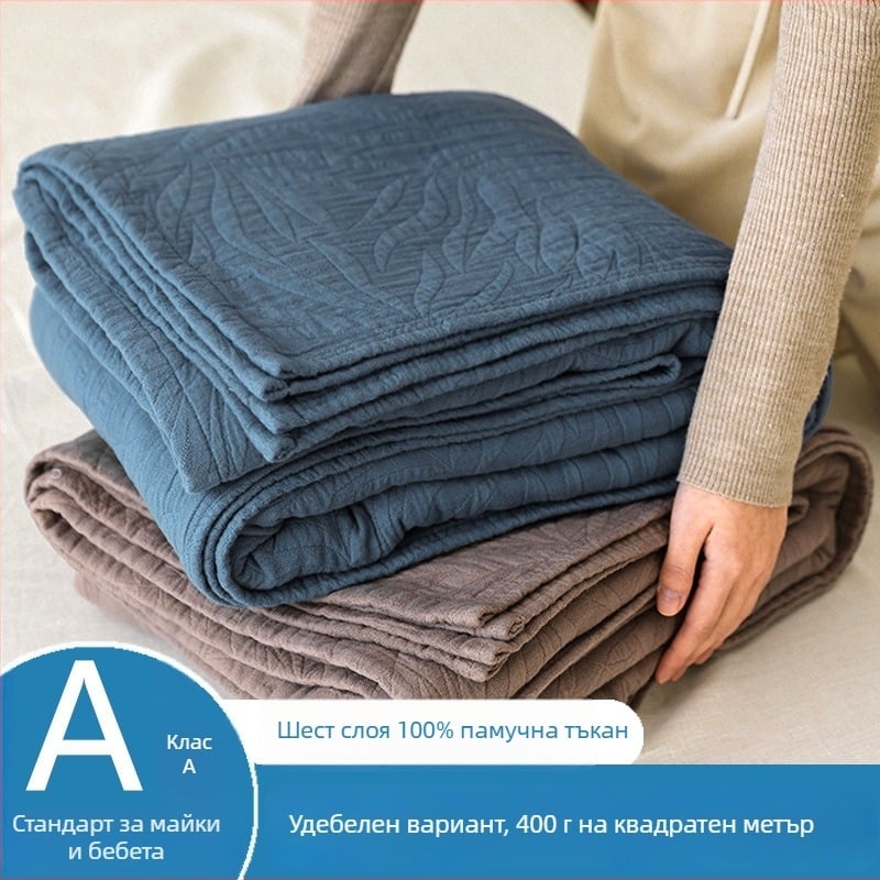 Лятно памучно одеяло - едноцветно, опростен и модерен стил, тип одеяла: друго, материал на тъканта: друго