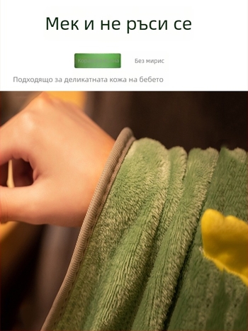 Офисно одеяло за дрямка, коралов флис, карикатурен десен, вълнен материал, универсален стил