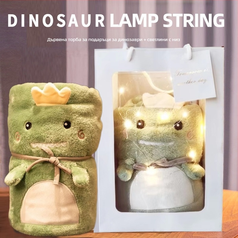 Офисно одеяло за дрямка, коралов флис, карикатурен десен, вълнен материал, универсален стил