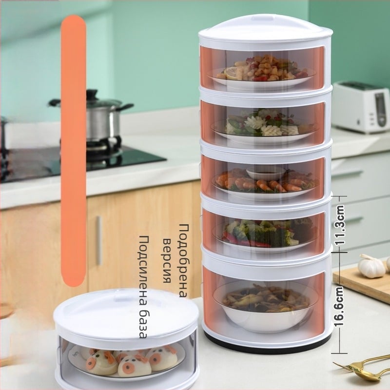 Пластмасов многослоен капак за храна за кухнята — поддържа топлината, прахоустойчиво съхранение на остатъци