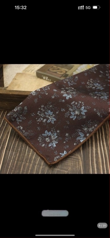 Джобна кърпа за сако, полиестерна материя, модел кешу орехи, сатенено покритие, модерен стил, стандартна ширина