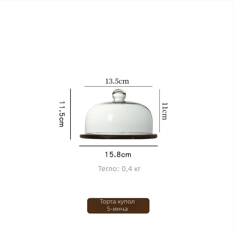 Плодова чиния с капаче от стъкло върху ретро дървена подложка — Wooden Craftsman, стартира през 2023 г., първокласно качество