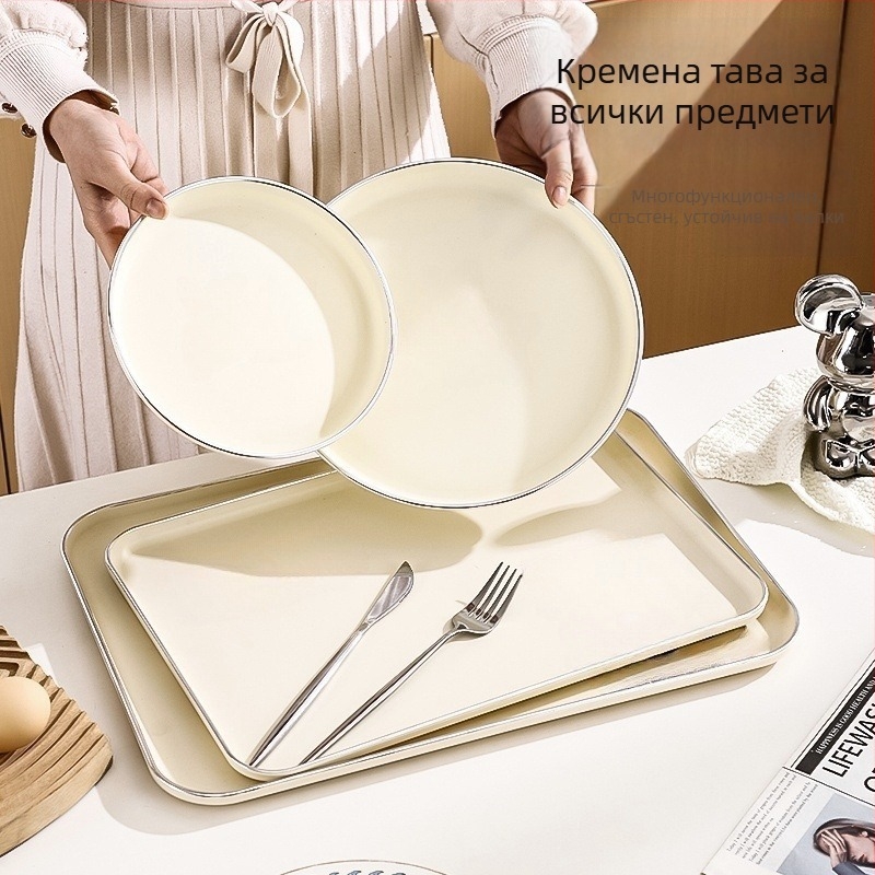 Пластмасова тава, квадратна, монолитно формована, едноцветна, модерен минималистичен стил