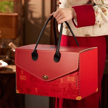 Подаръчна кутия с портативен дизайн на чанта, изработена от специална хартия, UV лак, китайски стил