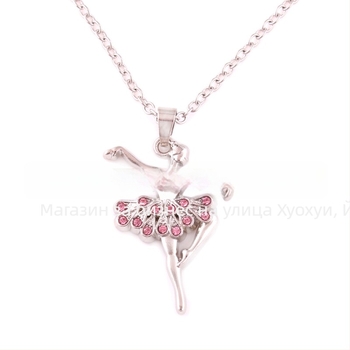 Колие с висулка балетна танцьорка, от сплав, кръстосана верига, електроплатинация, 18K проба, унисекс, регулируемо удължение
