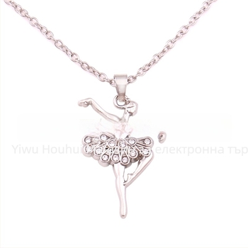 Колие с висулка балетна танцьорка, от сплав, кръстосана верига, електроплатинация, 18K проба, унисекс, регулируемо удължение