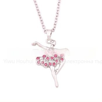 Колие с висулка балетна танцьорка, от сплав, кръстосана верига, електроплатинация, 18K проба, унисекс, регулируемо удължение