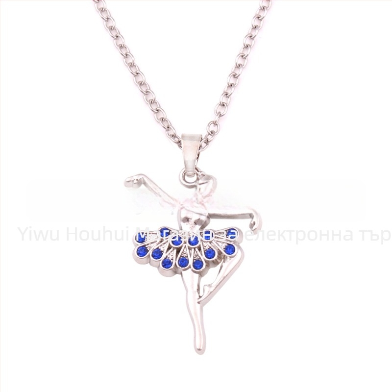 Колие с висулка балетна танцьорка, от сплав, кръстосана верига, електроплатинация, 18K проба, унисекс, регулируемо удължение