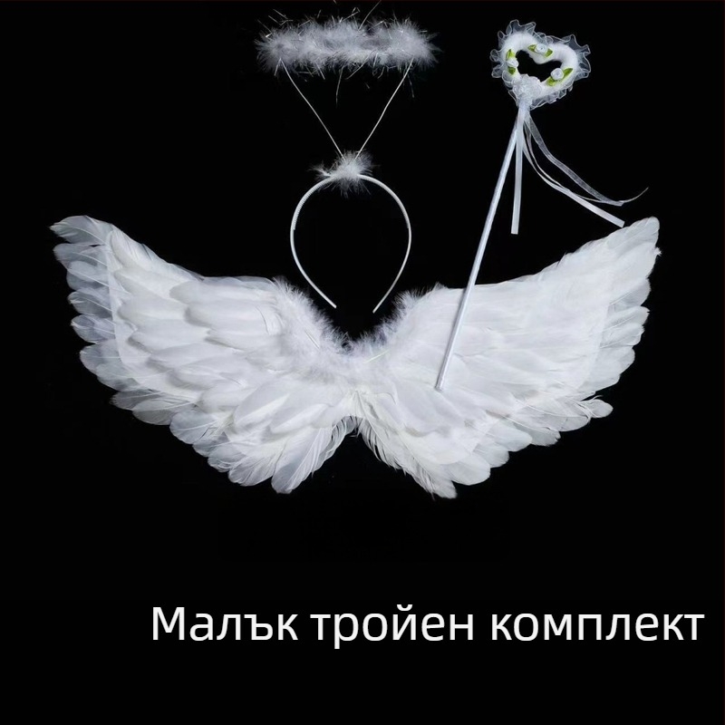 Ангелски криле за гръб, детски cosplay аксесоар, ръчна изработка, пера