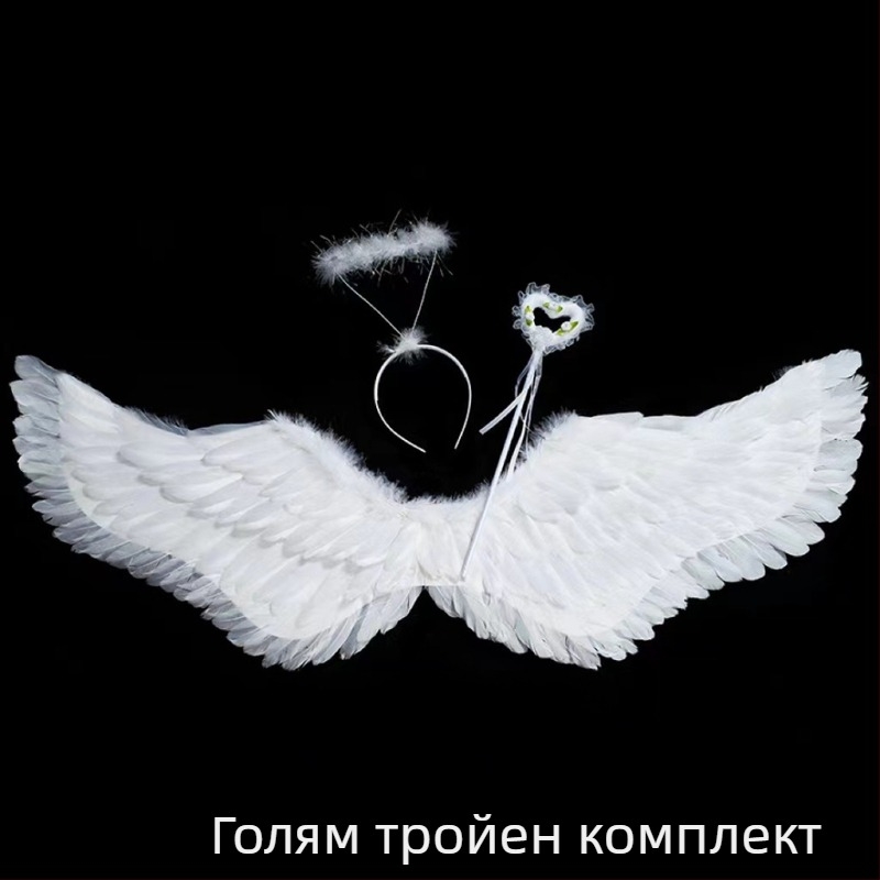 Ангелски криле за гръб, детски cosplay аксесоар, ръчна изработка, пера