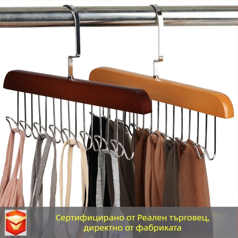 Дървена поставка за колани, многофункционална за връзки и шалове, модерен минималистичен стил, метални куки