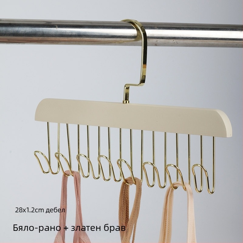 Дървена поставка за колани, многофункционална за връзки и шалове, модерен минималистичен стил, метални куки