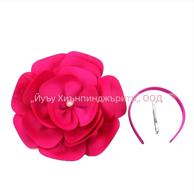 Голям цветен аксесоар за коса, ръчно изработен, модерен флорален стил, материал: въздушен памук, форма: цветя, индивидуално опакован