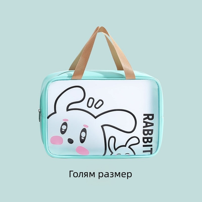PVC прозрачна козметична чанта с голям капацитет, водоустойчива, аниме карикатура дизайн, урбанистичен стил