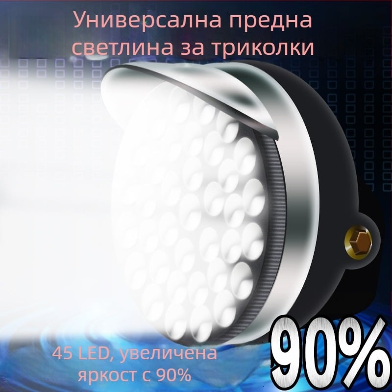 LED фар за електрическа триколка – супер ярък преден LED фар, съвместим с 12V/48V/60V