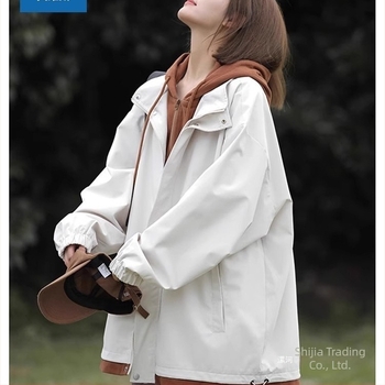 Дамско яке с фалшив двуслоен дизайн, зима 2025, Chenille тъкан със спандекс, едноцветно, свободна кройка, цип отпред, поло яка