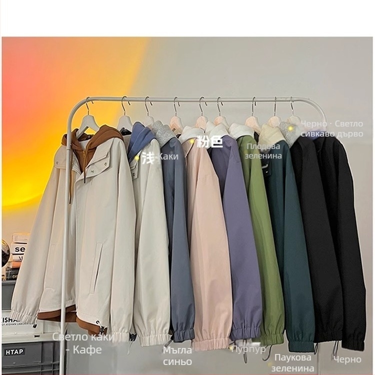 Дамско яке с фалшив двуслоен дизайн, зима 2025, Chenille тъкан със спандекс, едноцветно, свободна кройка, цип отпред, поло яка