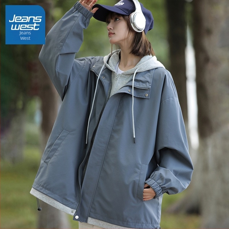 Дамско яке с фалшив двуслоен дизайн, зима 2025, Chenille тъкан със спандекс, едноцветно, свободна кройка, цип отпред, поло яка