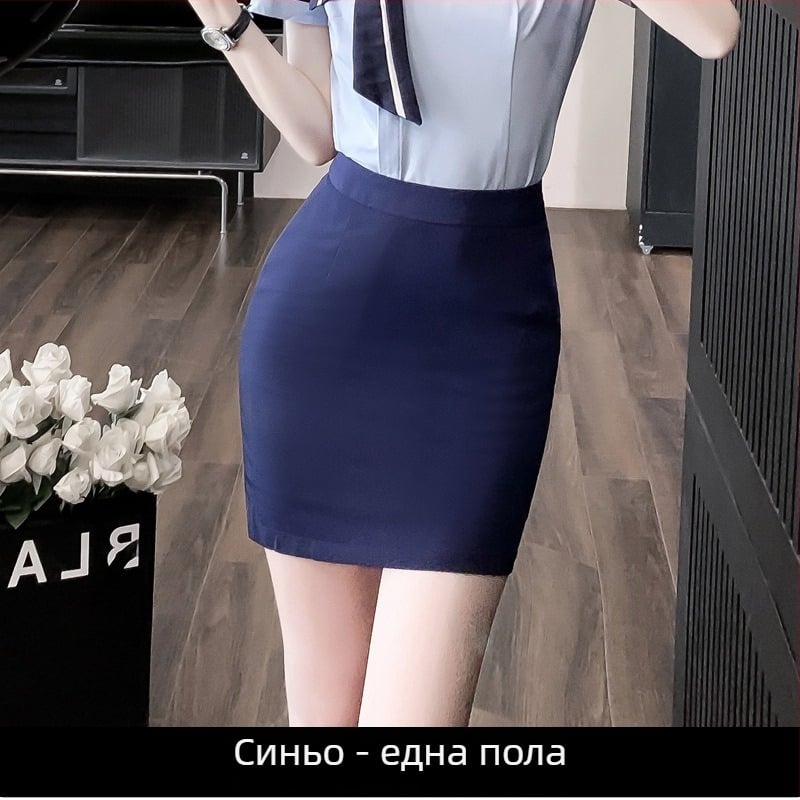 OL униформа комплект: блуза с ръкав 3/4 и къса пола, стил OL градски офис, полиестерна смес 30-50%, пролет 2024