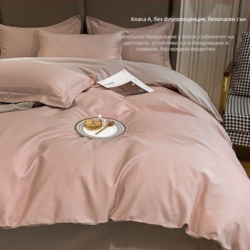 Покривка за завивка от 100-нишков памук, мъхната тъкан, едноцветна, реактивен печат и боядисване, модерен минимализъм