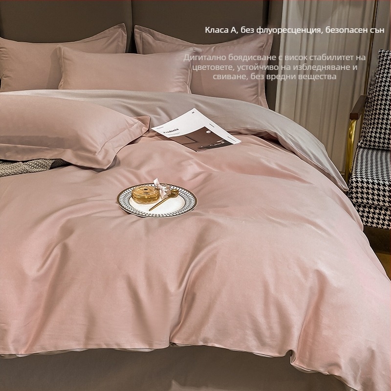 Покривка за завивка от 100-нишков памук, мъхната тъкан, едноцветна, реактивен печат и боядисване, модерен минимализъм