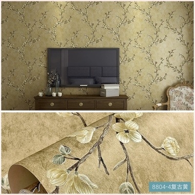 Американски ретро стил 3D релефна тапет с AB съвпадение на plum blossom, самозалепваща, нетъкан текстил, за спалня и хол като фон за телевизор