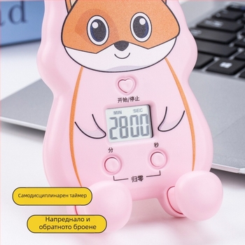 Таймер за бюро с мультяшен дизайн – силна аларма, многофункционален кухненски таймер, отброяване и стойка за телефон